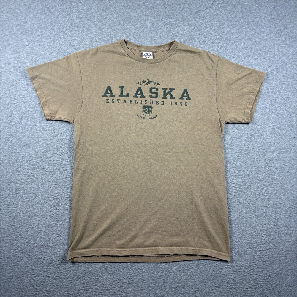 Alaska Graphic Tee Mens Medium Tan Delta Pro Weight Nature Granola Vintage Y2K